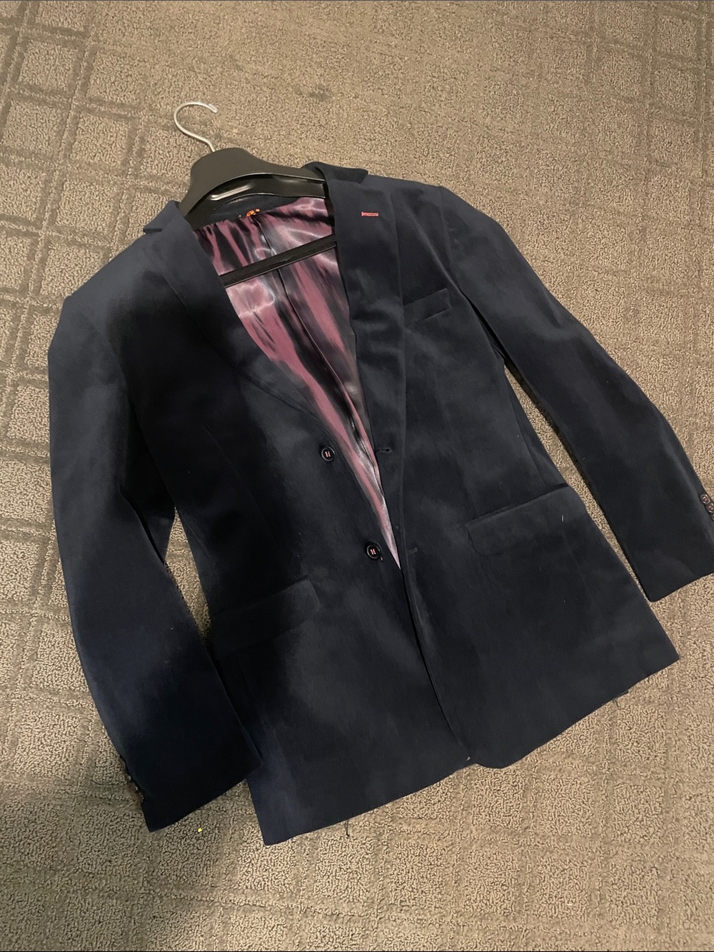 Boys Navy velvet Blazer - trendy Two-Button Suit Jacket